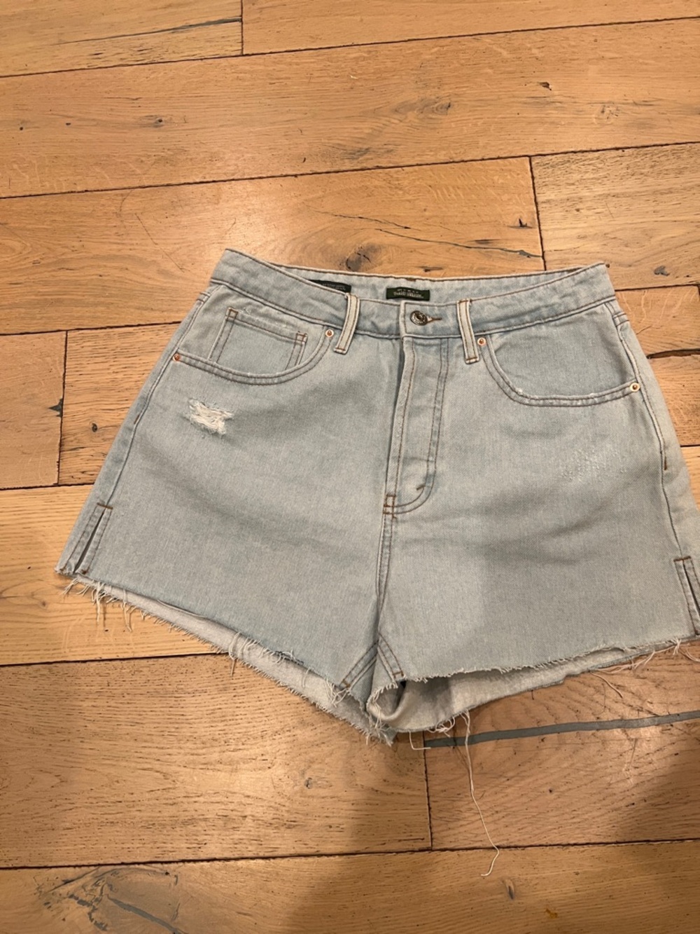 wild fable Light Blue High-Rise Denim Cutoff Shorts